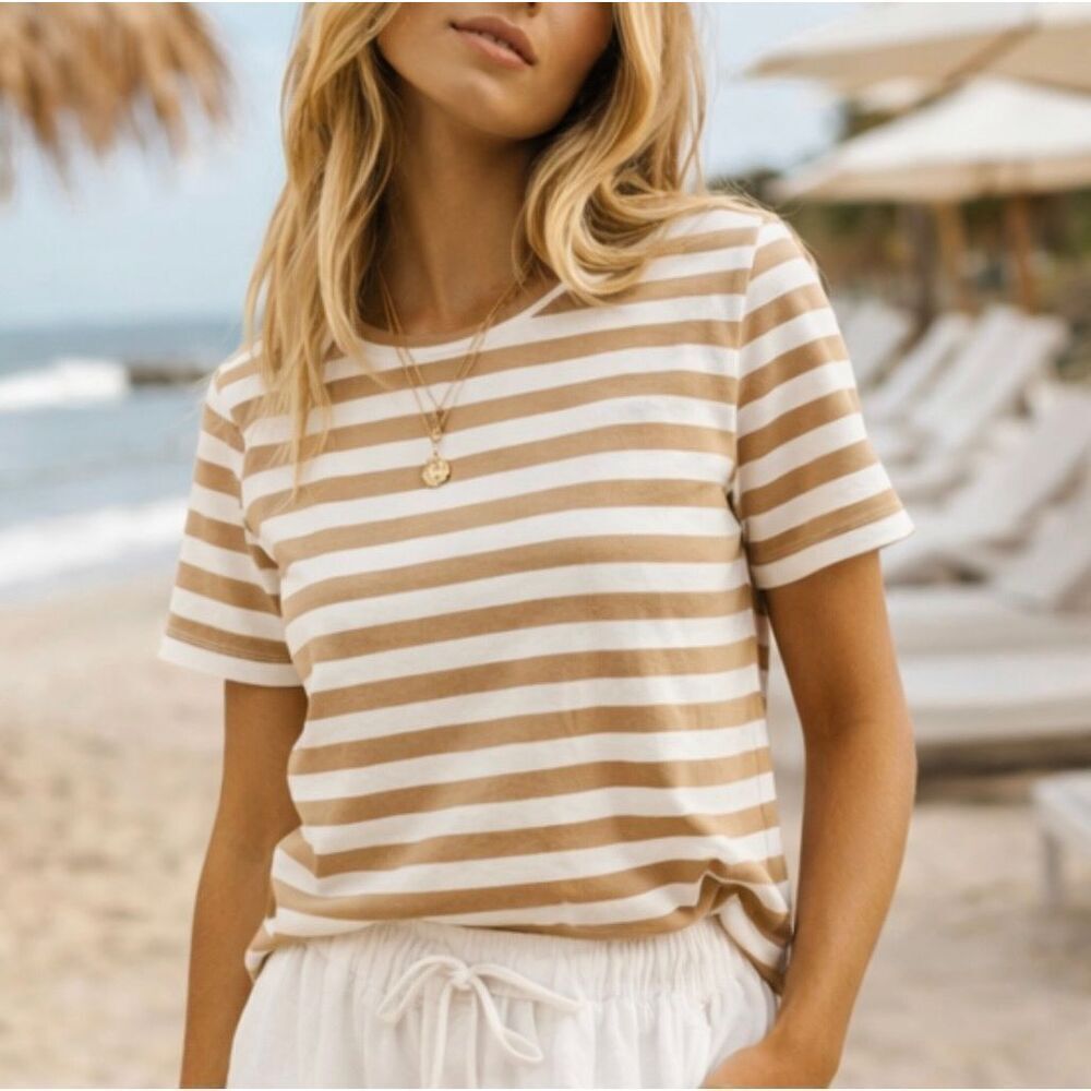 Sabo Skirt beige and white cotton tshirt size small